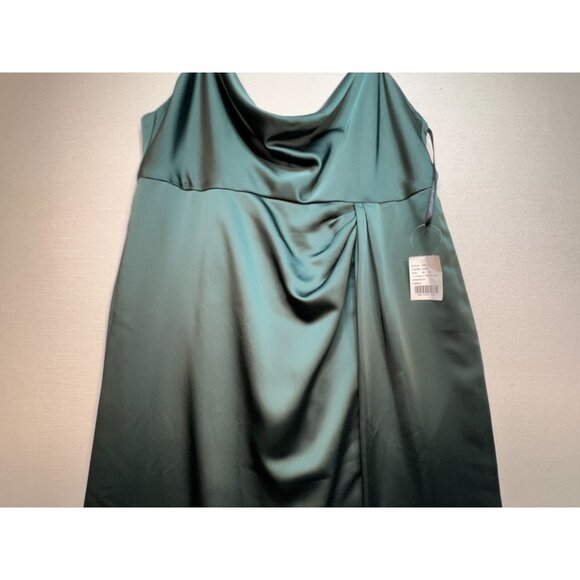 Dessy Collection Women's Satin Cowl Neck Bridesmaid Maxi Dress Size 22 W Green - Picture 6 of 12